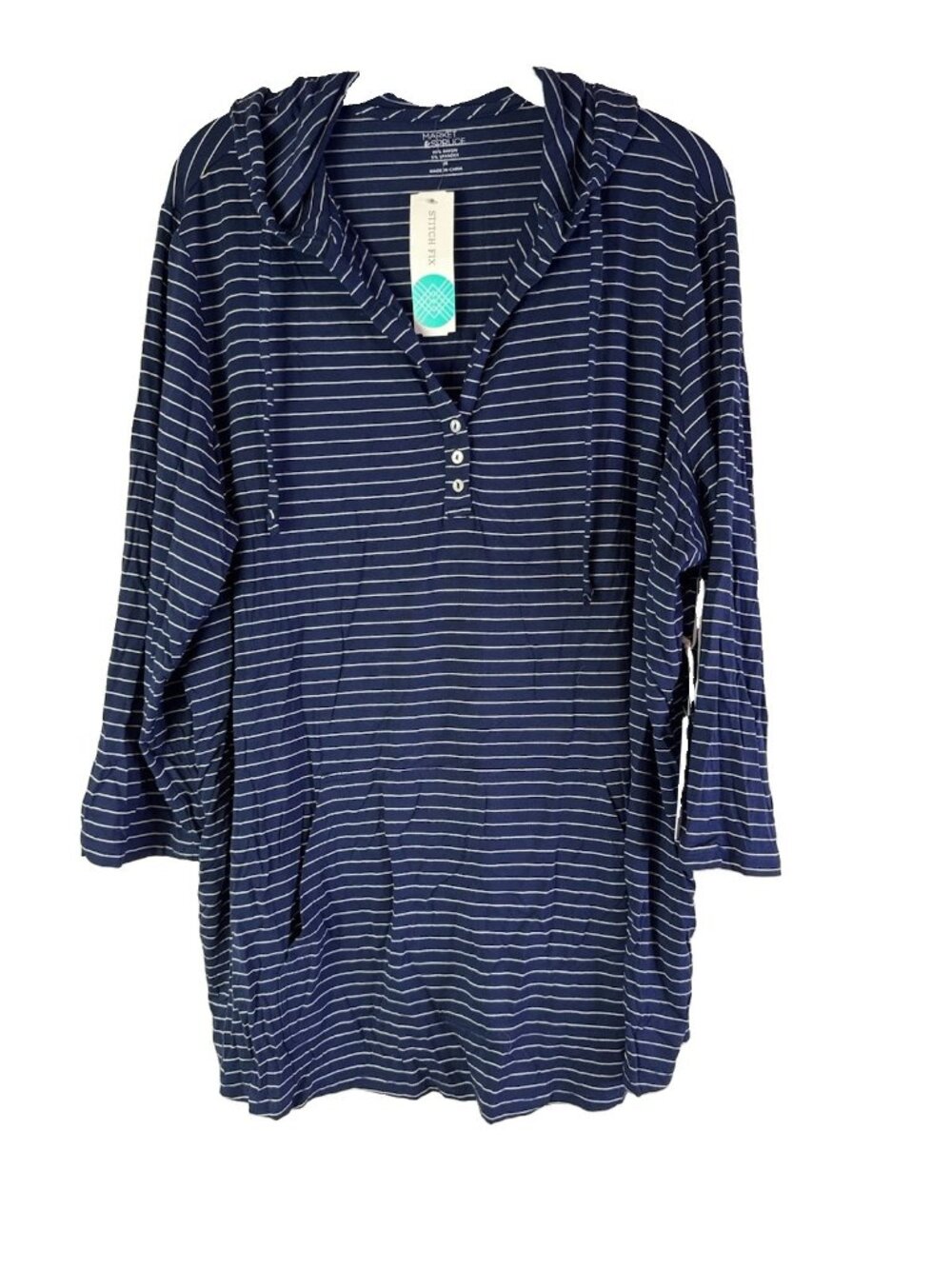 New Market & Spruce Stitch Fix Salvatrice Shirt Top Hooded Button